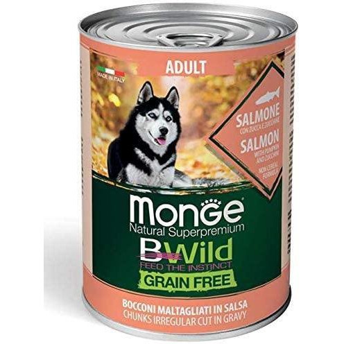 Monge BWild Grain Free con Salmone Zucca e Zucchine 400gr Alimento umido per Cani Monge BWild Grain Free con Salmone Zucca e Zucchine 400gr Alimento umido per Cani